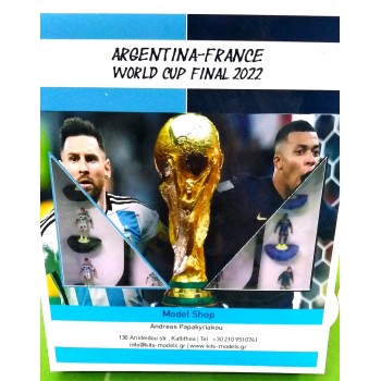 Subbuteo Andrew Table Soccer Argentina - France World Cup Final 2022 set on classic Hasbro bases